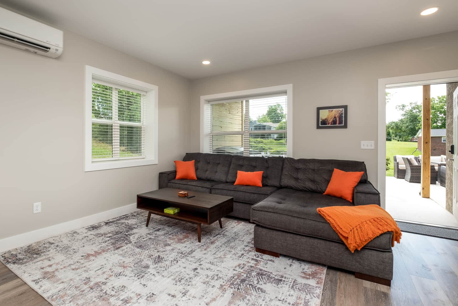 Lower-level living with patio access