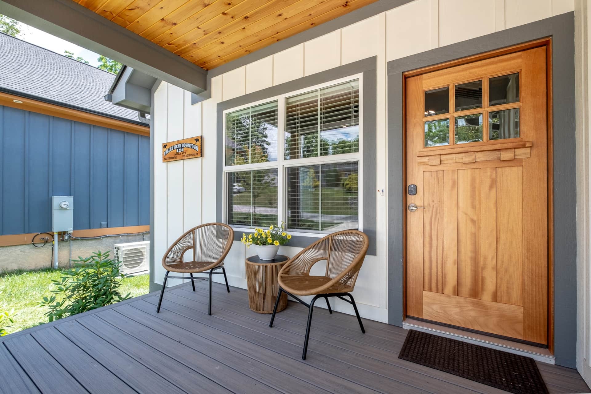 Front porch detail with bike rack