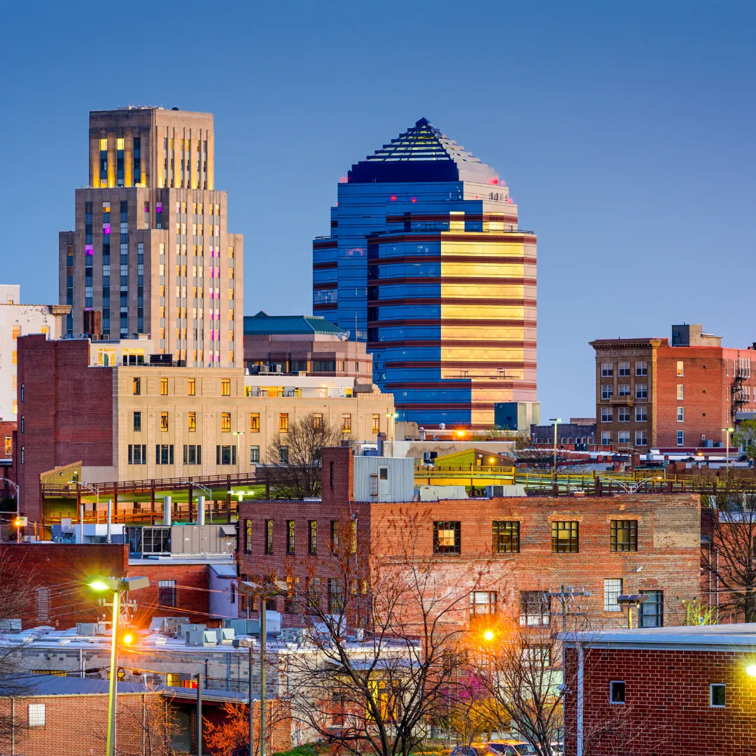 Downtown Durham, NC with American Tobacco Campus and brewery district