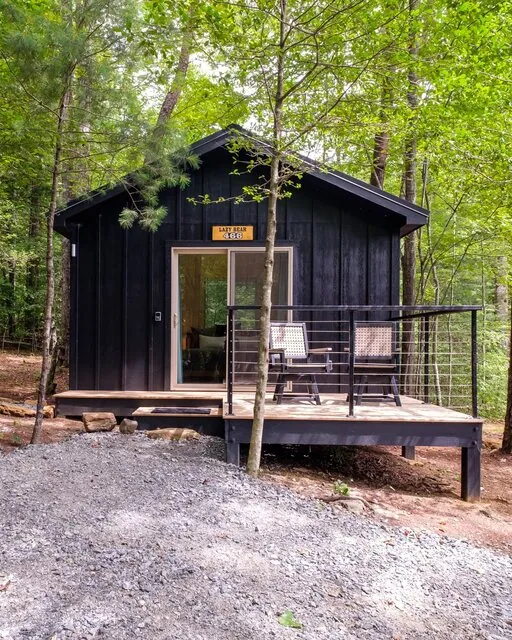 Couples Glamping Cabin nestled in the forest canopy at Valley Bear Farms