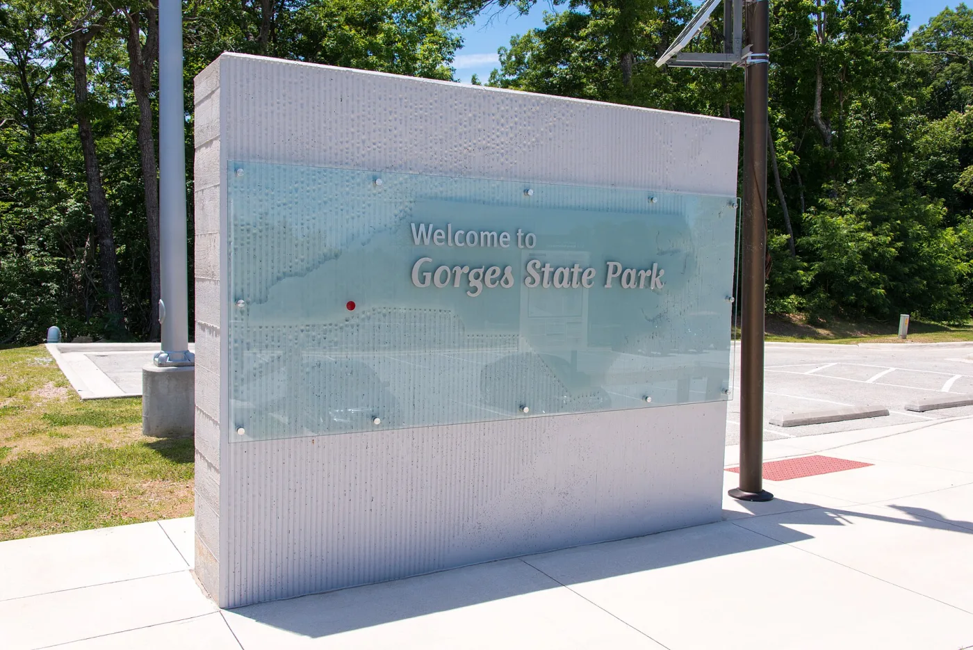 The entrance sign at Gorges State Park near Sapphire, North Carolina