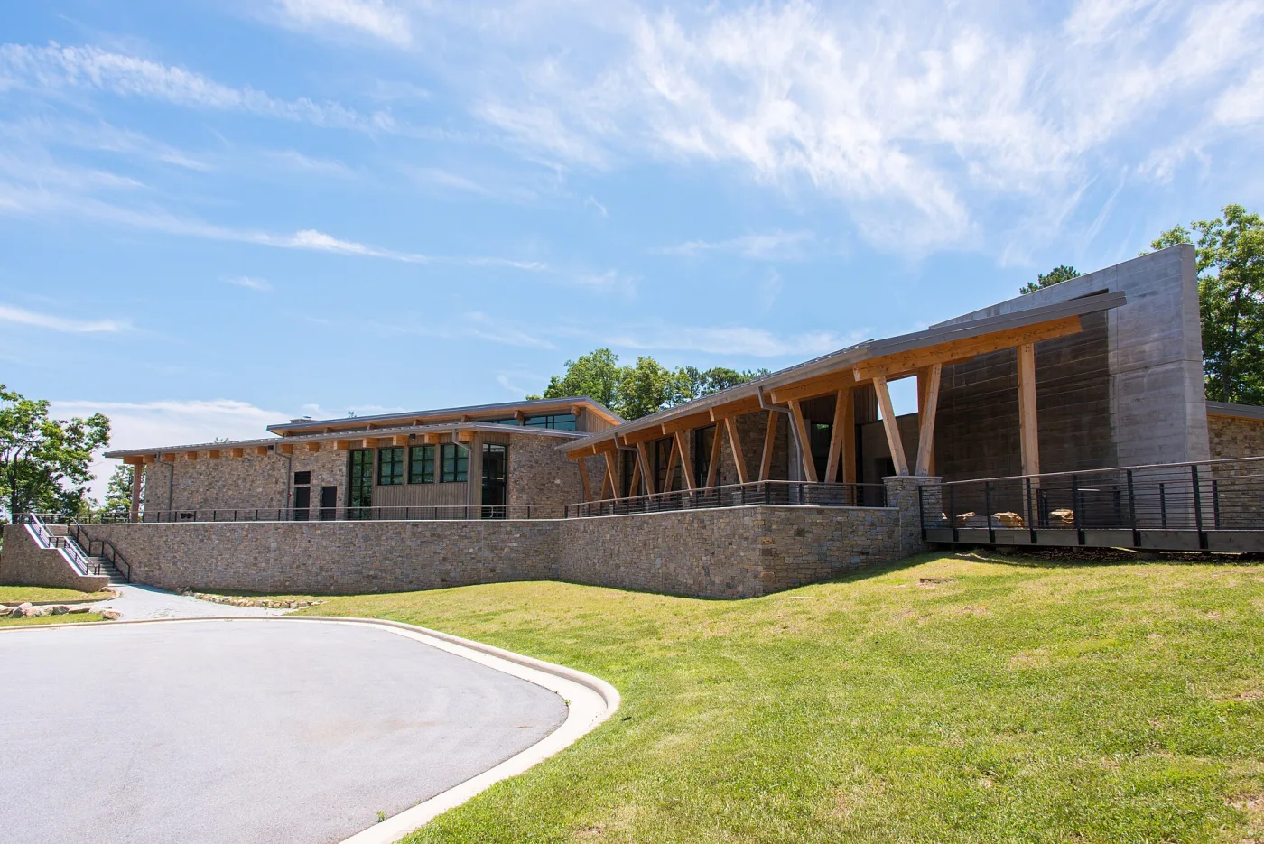The stone and timber visitor center at Gorges State Park near Sapphire, NC