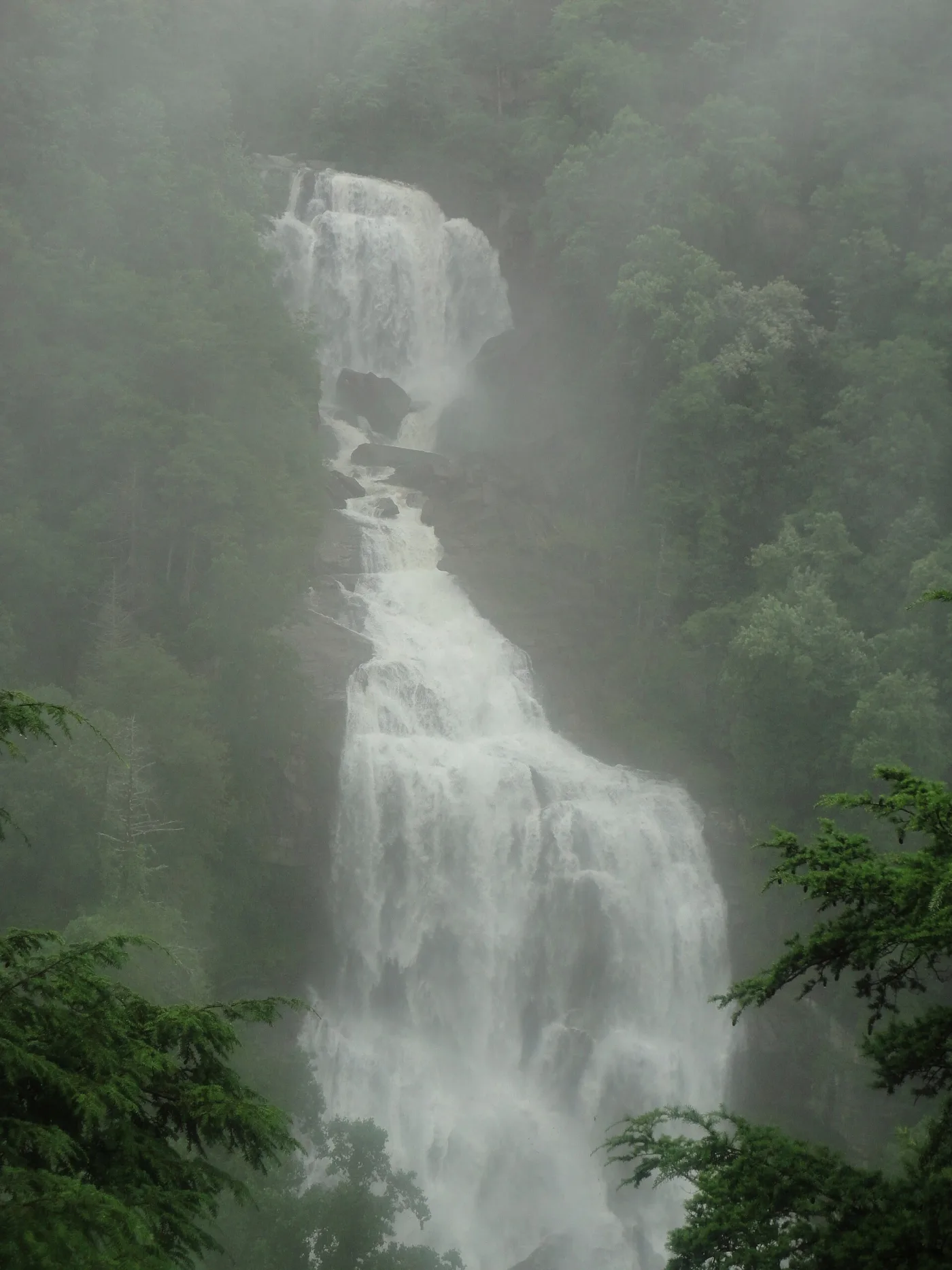Whitewater Falls, a 411-foot waterfall near Gorges State Park, the tallest east of the Rockies