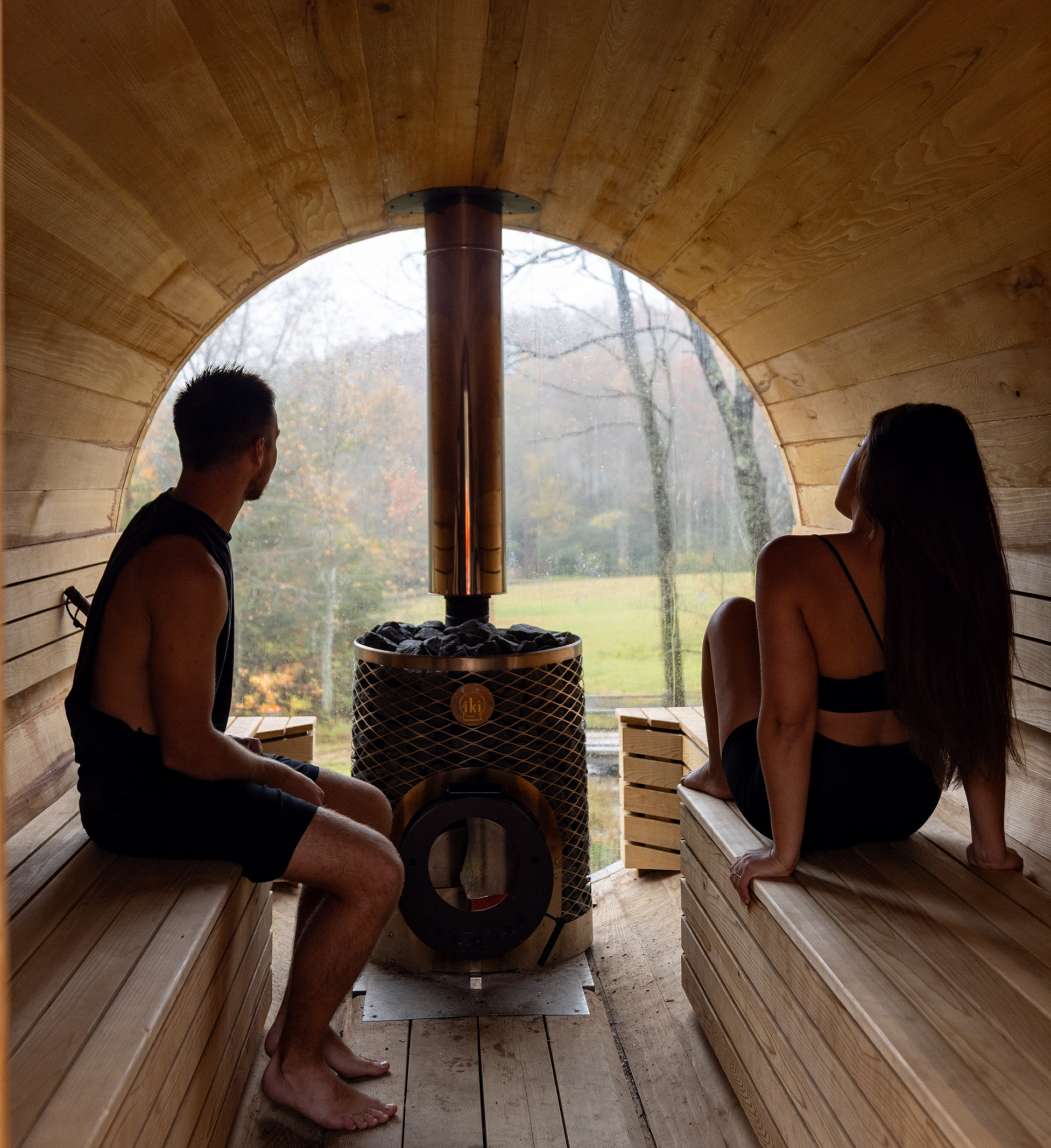 Nordic barrel sauna at Valley Bear Farms