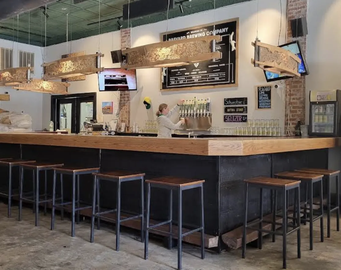 Brevard Brewing Company tasting room on Main Street in Brevard, NC