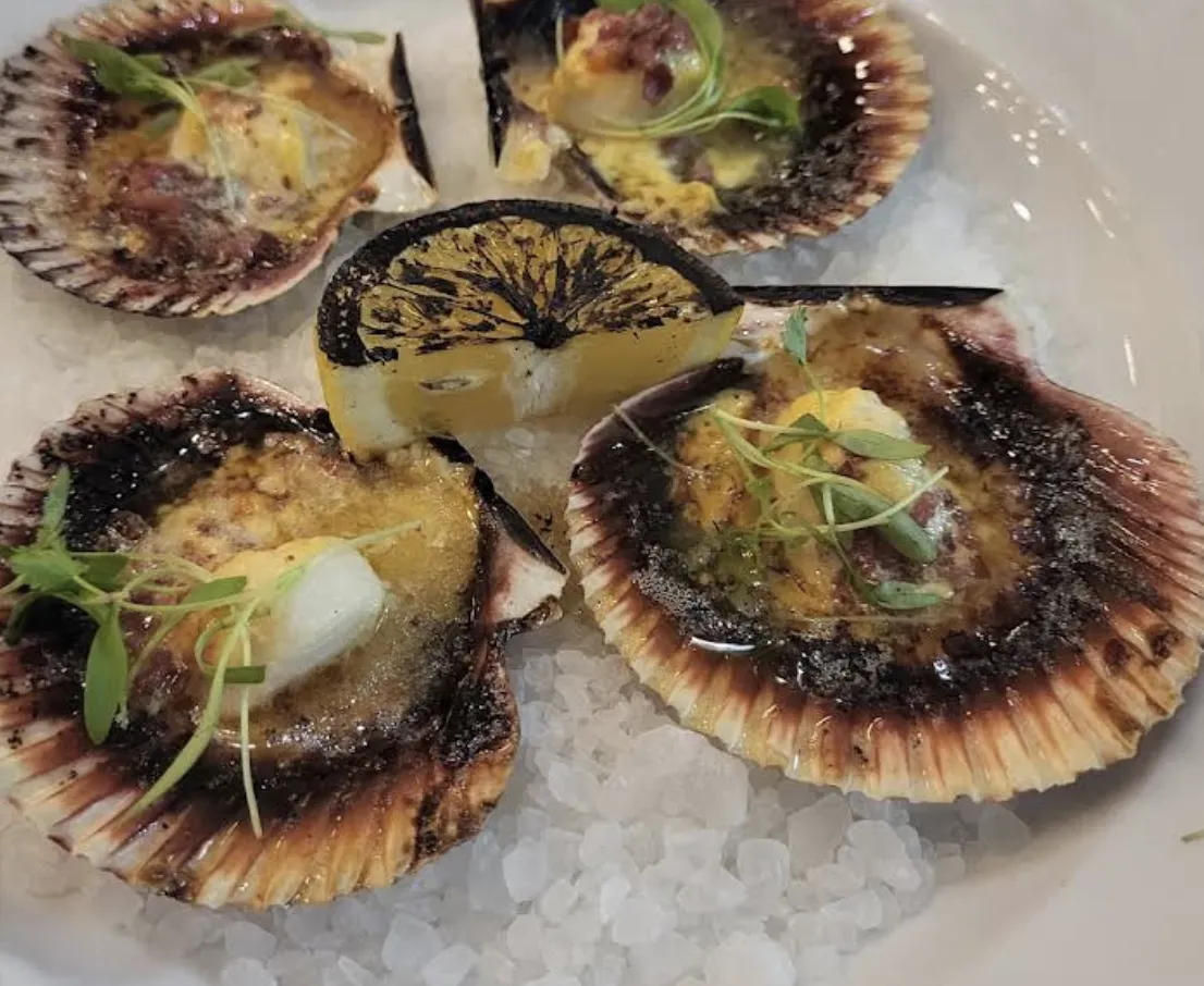 A plated dish at Wood & Vine, a wood-fired bistro and wine bar in Brevard, NC