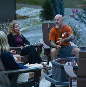 Gathered around the fire pit