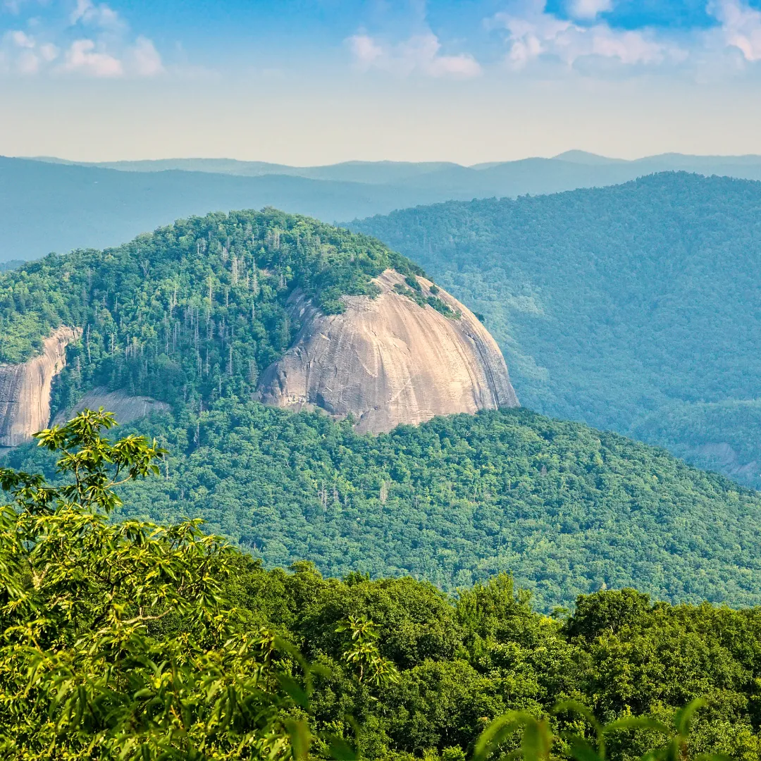 View from the summit of Looking Glass Rock over the Blue Ridge Mountains near Brevard