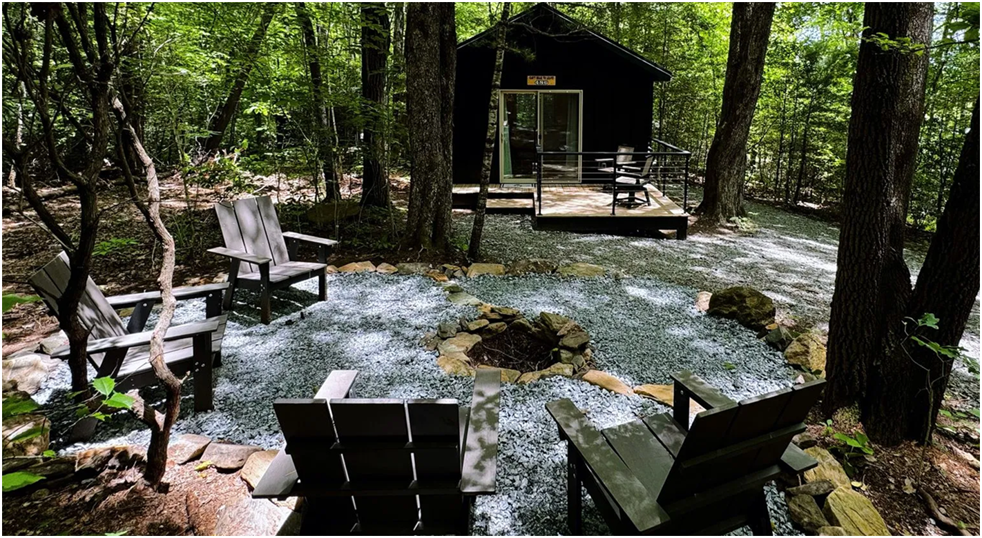 Glamping cabin exterior